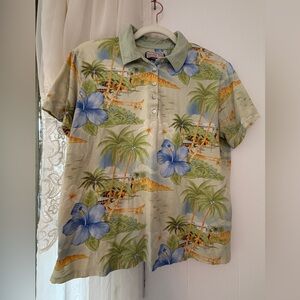 Jamaica Bay 80s Vintage Hawaiian Aloha Pullover Polo Golf Preppy Shirt Size XL
